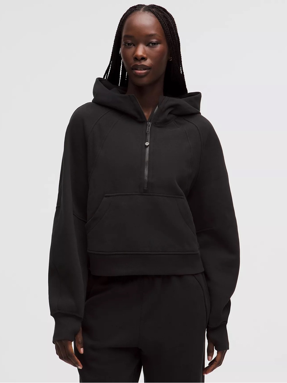 lululemon athletica Black Half-Zip Hooded Sweatshirt